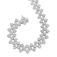 Silver 1.0 cttw Miracle-Set Round Diamond "Zig Zag" Link Bracelet -7.25