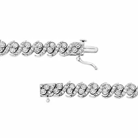.925 Sterling Silver 2.0 Cttw Round-Cut Diamond "S" Link Bracelet - 7.25"
