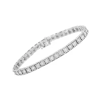 Silver Brilliant-Cut Round Diamond Square Frame Miracle-Set Tennis Bracelet