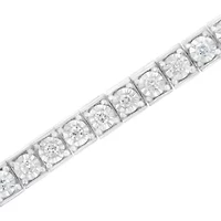 Silver Brilliant-Cut Round Diamond Square Frame Miracle-Set Tennis Bracelet