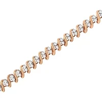 14KT Rose Gold Plated Sterling Silver Diamond S Link Tennis Bracelet