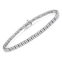 Silver 3.0 Cttw Prong-Set Round Diamond 2 Row Link Tennis Bracelet - 7.25"