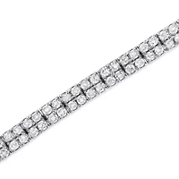 Silver 3.0 Cttw Prong-Set Round Diamond 2 Row Link Tennis Bracelet - 7.25"