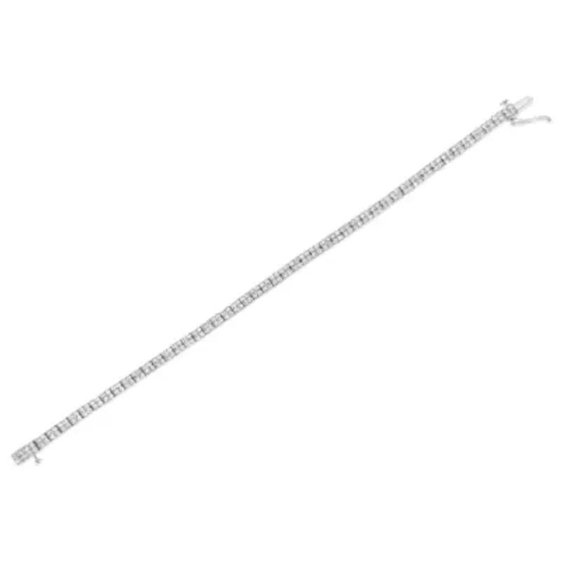 Silver 3.0 Cttw Prong-Set Round Diamond 2 Row Link Tennis Bracelet - 7.25"