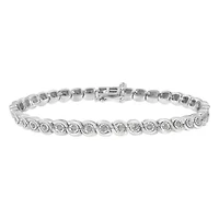 Silver 1.0 cttw Miracle Set Diamond Spiraling Bezel Link Bracelet