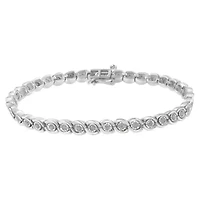 Silver 1.0 cttw Miracle Set Diamond Spiraling Bezel Link Bracelet