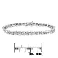 Silver 1.0 cttw Miracle Set Diamond Spiraling Bezel Link Bracelet