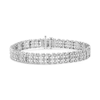 Silver 1.00 Cttw Diamond Multi Row Heart Link Bracelet - 7.25" Inches