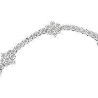 Silver 1.0 cttw Miracle-Set Diamond Floral Station Tennis Bracelet - 7-1/2"