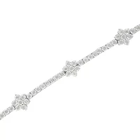 Silver 1.0 cttw Miracle-Set Diamond Floral Station Tennis Bracelet - 7-1/2"