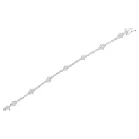 Silver 1.0 cttw Miracle-Set Diamond Floral Station Tennis Bracelet - 7-1/2"