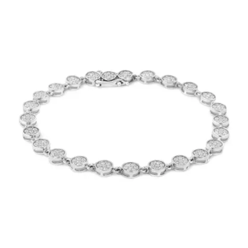 .925 Sterling Silver 2.0 Cttw Round Diamond Link Bracelet - 7.25"