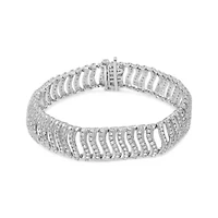 .925 Sterling Silver 5.00 Cttw Round-Cut Diamond "S" Link Bracelet - Size 7.25