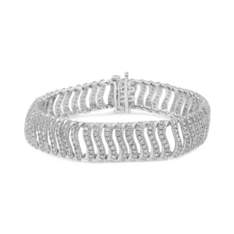 .925 Sterling Silver 5.00 Cttw Round-Cut Diamond "S" Link Bracelet - Size 7.25