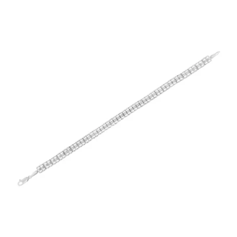 .925 Sterling Silver 1/10 Cttw Diamond Double-Link 7" Rolex Tennis Bracelet