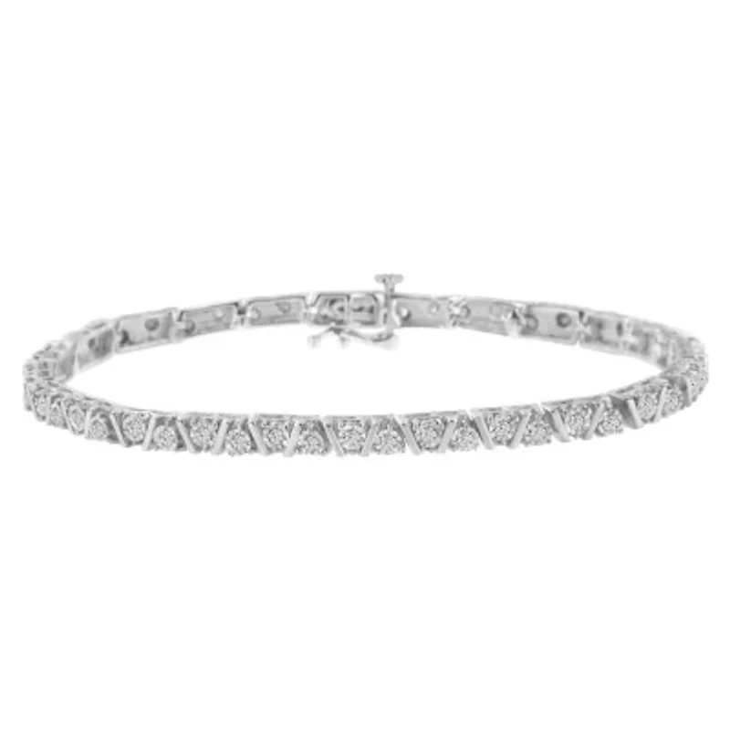 .925 Sterling Silver 1.0 cttw Miracle-Set Diamond Tennis Bracelet - 7.25"