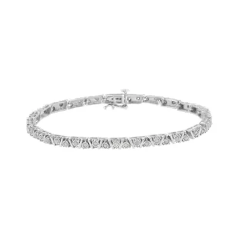 .925 Sterling Silver 1.0 cttw Miracle-Set Diamond Tennis Bracelet - 7.25"
