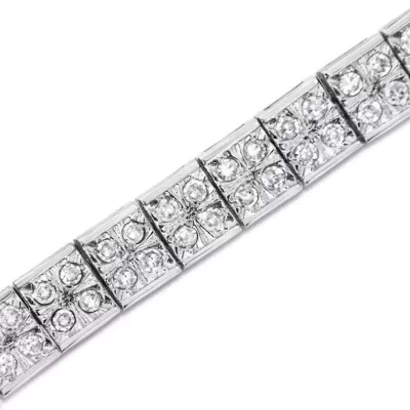Silver 2 Cttw Prong Set Round-Cut Diamond 4 Stone Box Link Bracelet - 7.25"