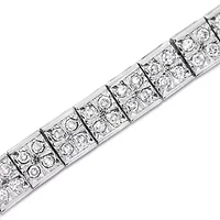 Silver 2 Cttw Prong Set Round-Cut Diamond 4 Stone Box Link Bracelet - 7.25"