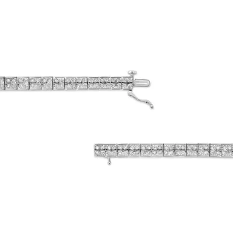 Silver 2 Cttw Prong Set Round-Cut Diamond 4 Stone Box Link Bracelet - 7.25"