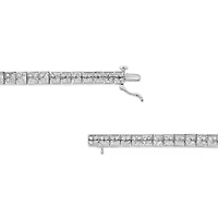 Silver 2 Cttw Prong Set Round-Cut Diamond 4 Stone Box Link Bracelet - 7.25"