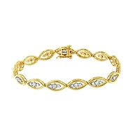 10K Yellow Gold Plated Silver 1 cttw Prong Set  Diamond Link Bracelet - 7.25"