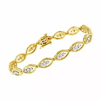 10K Yellow Gold Plated Silver 1 cttw Prong Set  Diamond Link Bracelet - 7.25"
