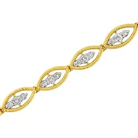 10K Yellow Gold Plated Silver 1 cttw Prong Set  Diamond Link Bracelet - 7.25"