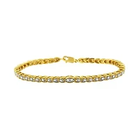 10K Yellow Gold Plated Silver 1 cttw Prong-Set Diamond Pear Shape Link Bracelet