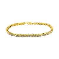 10K Yellow Gold Plated Silver 1 cttw Prong-Set Diamond Pear Shape Link Bracelet