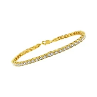 10K Yellow Gold Plated Silver 1 cttw Prong-Set Diamond Pear Shape Link Bracelet