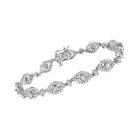 Silver 2 1/2 Cttw Diamond Pear Shaped and Bezel Link Bracelet - 7.5 "