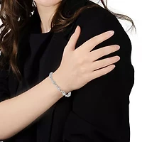 Silver 2 1/2 Cttw Diamond Pear Shaped and Bezel Link Bracelet - 7.5 "