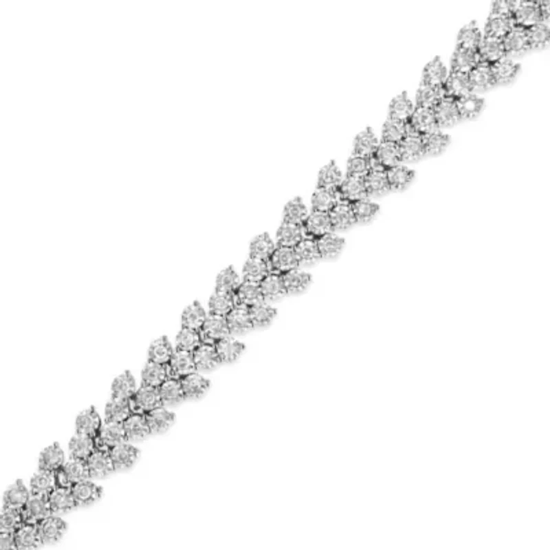 Silver 2.00 Cttw Miracle Set Diamond Laurel Wreath Link Bracelet - 7.25"