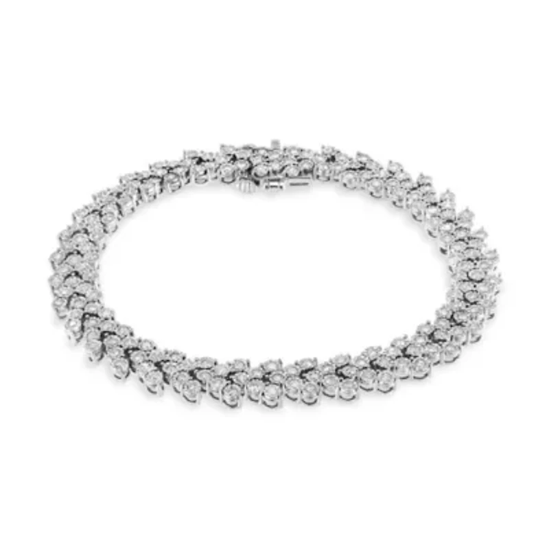 Silver 2.00 Cttw Miracle Set Diamond Laurel Wreath Link Bracelet - 7.25"