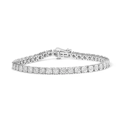 Silver 3.0 Cttw Diamond Illusion-Set Miracle Plate Tennis Bracelet - 7"