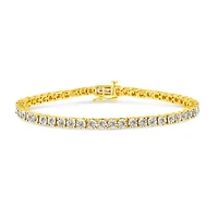 14K Yellow Gold Plated Silver 3.0 Cttw Miracle-Set Diamond Tennis Bracelet