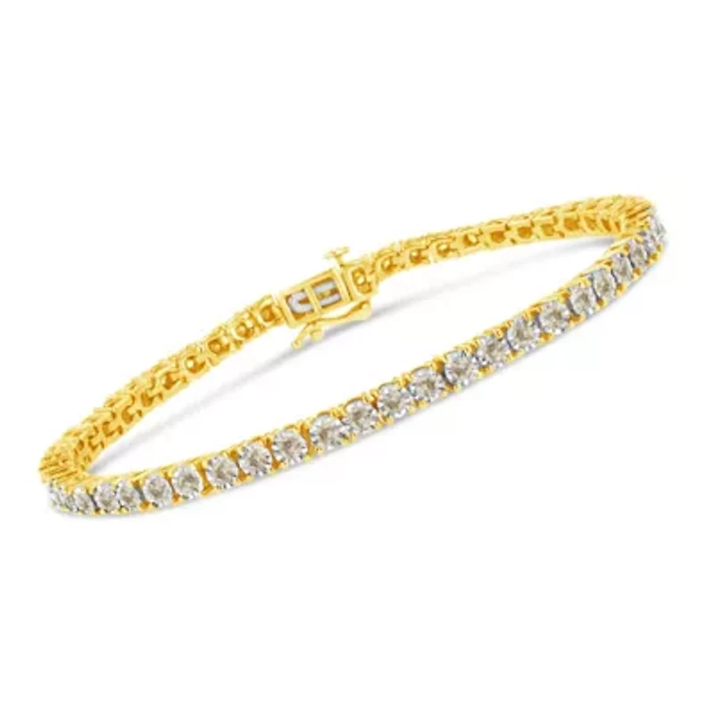 14K Yellow Gold Plated Silver 3.0 Cttw Miracle-Set Diamond Tennis Bracelet