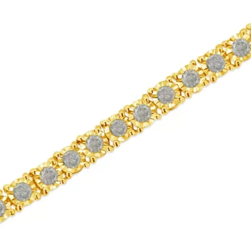 14K Yellow Gold Plated Silver 3.0 Cttw Miracle-Set Diamond Tennis Bracelet