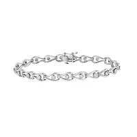 Silver 1/10 Cttw Miracle-Set Diamond Pear Shape and Bezel Link Bracelet - 7.25"