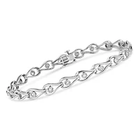Silver 1/10 Cttw Miracle-Set Diamond Pear Shape and Bezel Link Bracelet - 7.25"