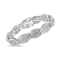 .925 Sterling Silver 3 cttw Diamond Art-Deco Style Link Bracelet - Size 7.25"