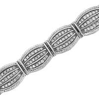 .925 Sterling Silver 3 cttw Diamond Art-Deco Style Link Bracelet - Size 7.25"