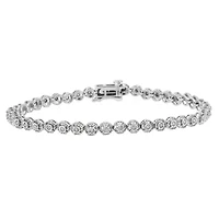 Silver 1/2 Cttw Round Diamond Bezel Design Link Bracelet