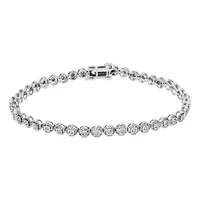 Silver 1/2 Cttw Round Diamond Bezel Design Link Bracelet