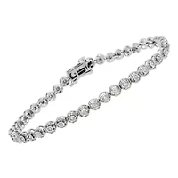 Silver 1/2 Cttw Round Diamond Bezel Design Link Bracelet