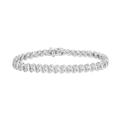 Silver 1 cttw Double Row Diamond Tennis Bracelet