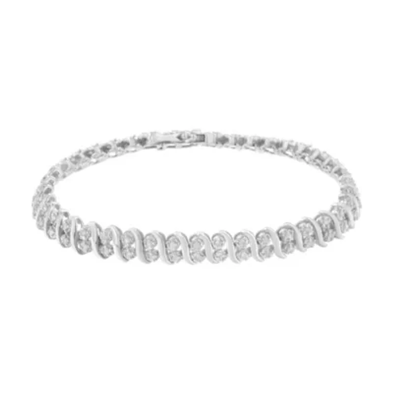 Silver 1 cttw Double Row Diamond Tennis Bracelet