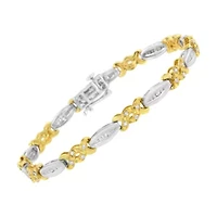 10K Yellow Gold Plated Silver 1/2 Cttw Diamond X Link Bracelet