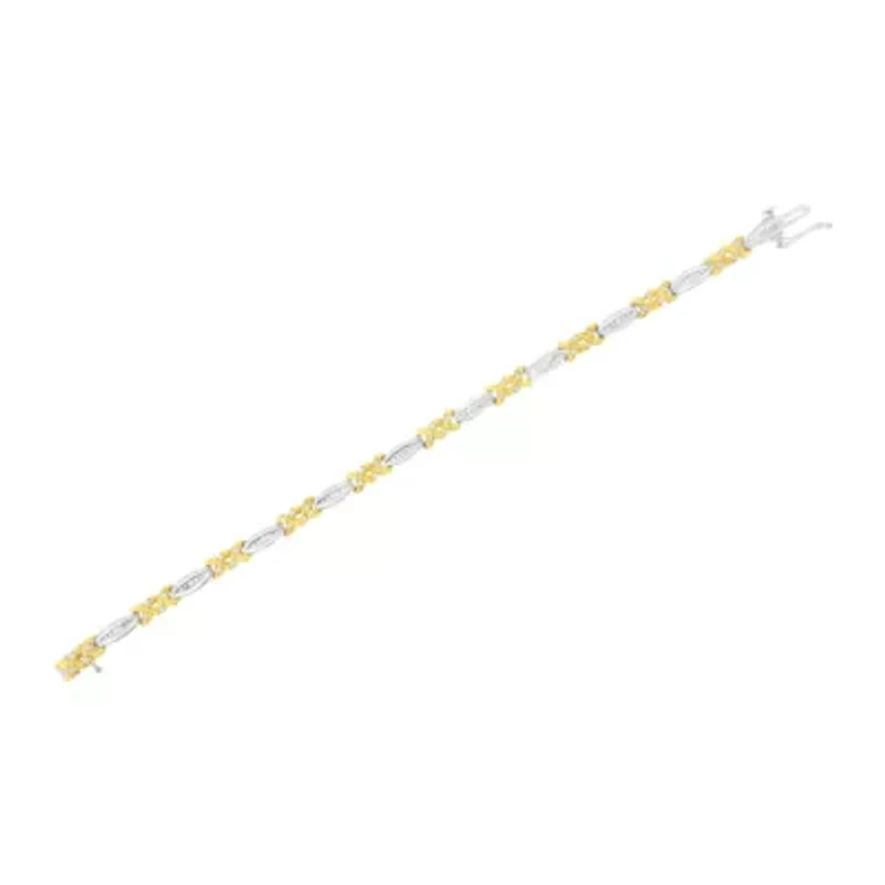 10K Yellow Gold Plated Silver 1/2 Cttw Diamond X Link Bracelet